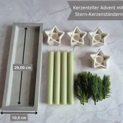 Clearance Kerzenteller Advent Kerzenständer in Sternform mit vier Stabkerzen mit Tannenzweigen Adventskränze