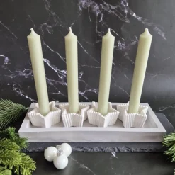 Clearance Kerzenteller Advent Kerzenständer in Sternform mit vier Stabkerzen mit Tannenzweigen Adventskränze