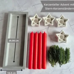 Clearance Kerzenteller Advent Kerzenständer in Sternform mit vier Stabkerzen mit Tannenzweigen Adventskränze