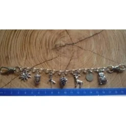 Clearance Kinder - Charivari, antik-silberfarben, 7 Trachtenanhänger, ca. 20,5 cm Trachtenschmuck