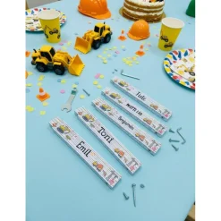 Kinder-Partyspiele|SelfmadeStudio Kinder Meterstab Baustelle personalisiert – Mini-Bauherr & Handwerker | 4 Motive | Geschenkidee