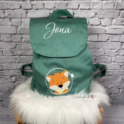 Kinderrucksack|Handmadelovebytanja Kinder Rucksack mit Fuchs-Motiv & Namen bestickt I Kita Tasche personalisiert I 5 Farben I Kindergartenrucksack