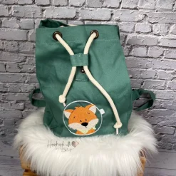 Kinderrucksack|Handmadelovebytanja Kinder Rucksack mit Fuchs-Motiv & Namen bestickt I Kita Tasche personalisiert I 5 Farben I Kindergartenrucksack