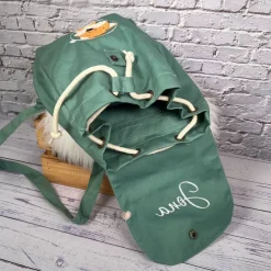 Kinderrucksack|Handmadelovebytanja Kinder Rucksack mit Fuchs-Motiv & Namen bestickt I Kita Tasche personalisiert I 5 Farben I Kindergartenrucksack