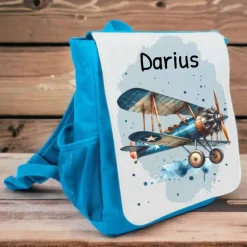 Kinderrucksack|Creativmade Kinder Rucksack mit Namen Flugzeug Junge Kinderrucksack personalisiert Geschenk Kindergarten Kita Start