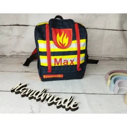 Sale Kindergarten Rucksack Feuerwehr mit Stickerei innen – Individuell, Softshell, 2 Größen, Kita Kinder Kindergartentaschen