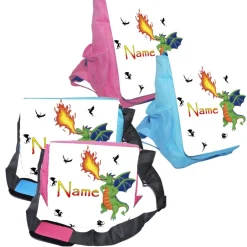 Outlet Kindergarten Rucksack oder Tasche Motiv grüner Drache mit Name / personalisierbar / Blau / Rosa Kinder Kindergartentaschen