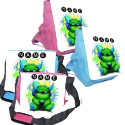 Clearance Kindergarten Rucksack oder Tasche Motiv Zocker-Monster mit Name / personalisierbar / Blau / Rosa Kinder Kindergartentaschen