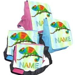 Kindergartentaschen|Maus-Design Kindergarten Rucksack oder Tasche Motiv Chamäleon mit Name / personalisierbar / Blau / Rosa