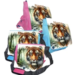 Outlet Kindergarten Rucksack oder Tasche Motiv Tiger mit Name / personalisierbar / Blau / Rosa Kinder Kindergartentaschen