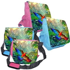 Discount Kindergarten Rucksack oder Tasche Motiv Papagei mit Name / personalisierbar / Blau / Rosa Kinder Kindergartentaschen