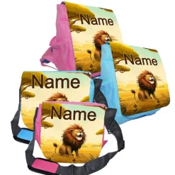Kindergartentaschen|Maus-Design Kindergarten Rucksack oder Tasche Motiv Löwe mit Name / personalisierbar / Blau / Rosa