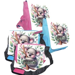 Kindergartentaschen|Maus-Design Kindergarten Rucksack oder Tasche Motiv Koala mit Name / personalisierbar / Blau / Rosa