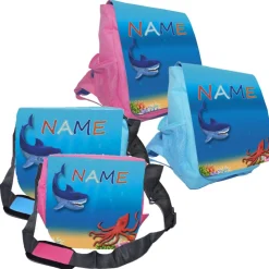 Best Kindergarten Rucksack oder Tasche Motiv Hai mit Name / personalisierbar / Blau / Rosa Kinder Kindergartentaschen