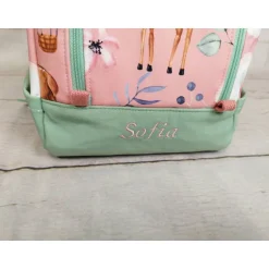 Kinderrucksack|Nähtante Christina Kindergarten Rucksack Rosenrehe mint– Individuell, Softshell, 2 Größen, Kita