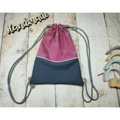 Outlet Kindergarten Turnbeutel Pferde Reflektor flieder– Softshell, 3 Größen, personalisierbar Kinder Turnbeutel