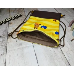 Turnbeutel|Nähtante Christina Kindergarten Turnbeutel Sendung mit der Maus gelb – Softshell, 3 Größen, personalisierbar