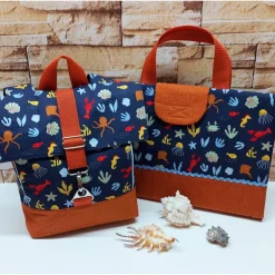Kinderrucksack|Handmade-Haus Kindergartenrucksack, Kindertasche, Rucksack mit maritimen Muster