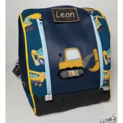 Kinderrucksack|Tina S Kinderrucksack für Kindergarten oder Musikbox, im Baustellen Baggerlook, Personalisierung möglich