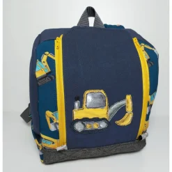 Kinderrucksack|Tina S Kinderrucksack für Kindergarten oder Musikbox, im Baustellen Baggerlook, Personalisierung möglich