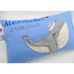 Best Kissen mit Namen, Wal Fisch Namenskissen Taufkissen Kuschelkissen Kindergartenkissen Geburtsgeschenk Gastgeschenke