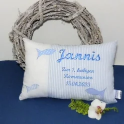New Kissen zur Kommunion oder Konfirmation, Kissen mit Namen, Namenskissen Geschenk, verschiedene Farben möglich Geschenke