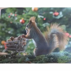 Weihnachtsdeko|hessmade Kissenhülle 'Weihnachts-Einkauf' bei Familie Eichhorn, Weihnachtsgeschenk