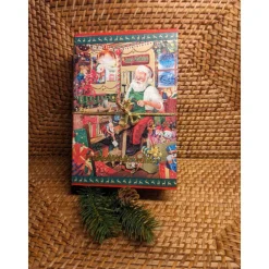 Geschenke|Kreatives von Mini Molli Klappdeckelbox mit Serviettenmotiv " Weihnachtsmanns Werkstatt " goldene Aufschrift