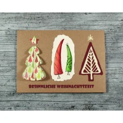 Clearance Klappkarte **Baum rot** von Kraftpapier Weihnachtswünsche Frohe Weihnachten Weihnachtsbaum Weihnachtskarten