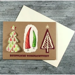 Clearance Klappkarte **Baum rot** von Kraftpapier Weihnachtswünsche Frohe Weihnachten Weihnachtsbaum Weihnachtskarten
