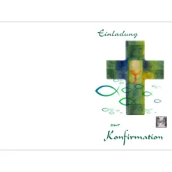 Best Klappkarte, Einladung,  zur Konfirmation Format DIN 6 hoch Einladungskarten