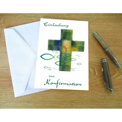 Best Klappkarte, Einladung,  zur Konfirmation Format DIN 6 hoch Einladungskarten