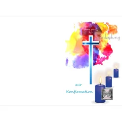 Clearance Klappkarte, Einladung,  zur Konfirmation Format DIN 6 hoch Einladungskarten