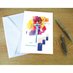 Clearance Klappkarte, Einladung,  zur Konfirmation Format DIN 6 hoch Einladungskarten