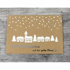 Weihnachtskarten|ZWEIFARBIG Klappkarte **Winterdorf** von Kraftpapier Weihnachtswünsche Frohe Weihnachten Weihnachtskarte Grüße