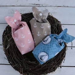 Best kleine maritime Osterbeutelchen, beige - blau - rosa - grau Osterkörbchen