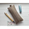 Clearance Kleine Stifte Tasche Wildleder Imitat, braunes Etui, Federmäppchen Schminktäschchen Federmäppchen