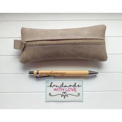 Clearance Kleine Stifte Tasche Wildleder Imitat, braunes Etui, Federmäppchen Schminktäschchen Federmäppchen