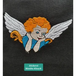 Geschenkverpackungen|Stickereimonikaklauck Kleine Stofftasche, mit Engel bestickt