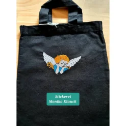 Geschenkverpackungen|Stickereimonikaklauck Kleine Stofftasche, mit Engel bestickt