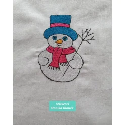 Geschenkverpackungen|Stickereimonikaklauck Kleine Stofftasche, mit Schneemann bestickt