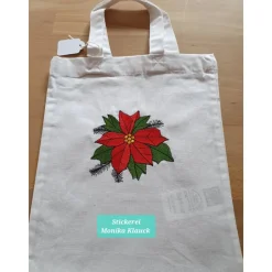 Clearance Kleine Stofftasche, mit Weihnachtsstern bestickt Geschenkverpackungen