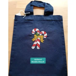 Outlet Kleine Stofftasche, mit Zuckerstangen bestickt Geschenkverpackungen
