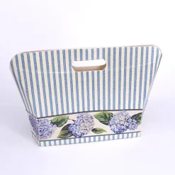 Geschenkverpackungen|Perlen Steine Zubehör Kleine Tasche mit Streifen und Hortensien, blau
