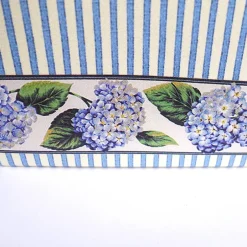Geschenkverpackungen|Perlen Steine Zubehör Kleine Tasche mit Streifen und Hortensien, blau