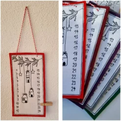 Outlet Kleiner Adventskalender aus Filz in rot, bestickt - 