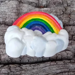 New Kleiner Regenbogen auf einer Wolke für Gedenkecke oder Grabschmuck handbemalt (Kunststein) Gedenksteine