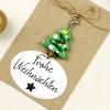 Weihnachtsgeschenke|MiMaKäfer Kleines Weihnachtsgeschenk – Glas Tannenbaum Anhänger mit Karabiner auf Karte