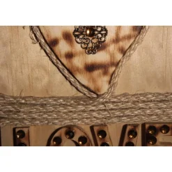 Künstlerische Wanddekoration auf Holzbrett LOVE  Deko aus Holz Wandbild Geschenk Geldgeschenk Collage Kunst