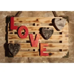 Kunst|Susanne Hiebl...die etwas andere Art! Künstlerische Wanddekoration LOVE  Deko auf einer Mini-Palette aus Holz Wandbild Gechenk Geldgeschenk